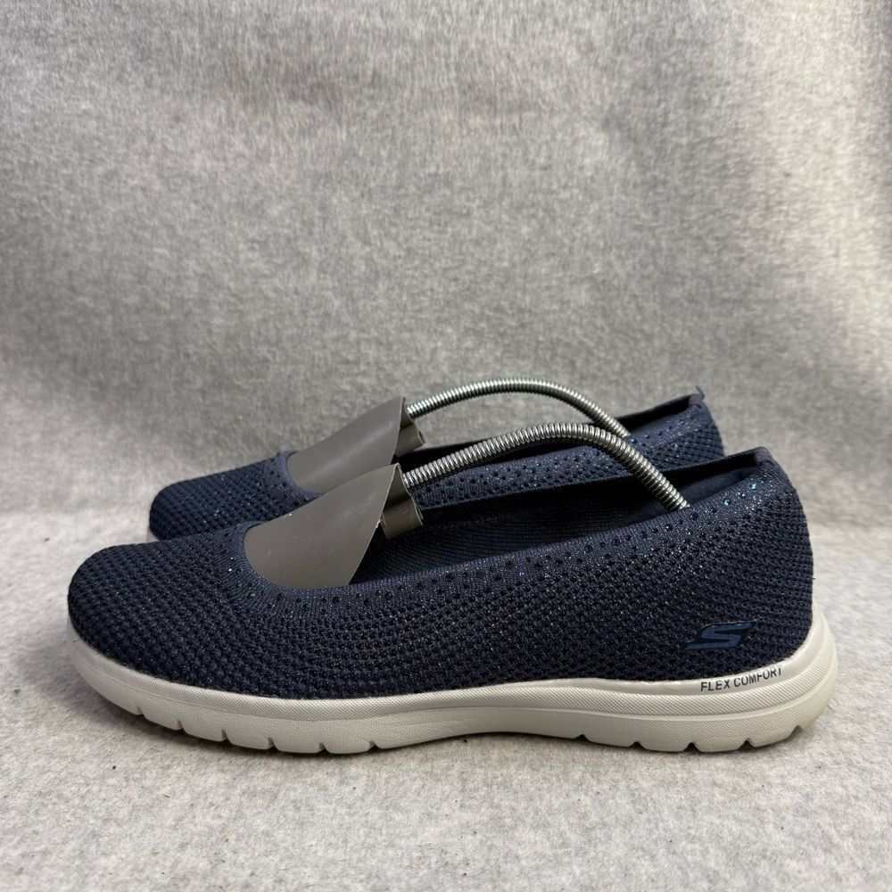 Skechers Shoes Womens Size 9.5 Blue Memory Foam Slip On Comfort Walking Sneakers